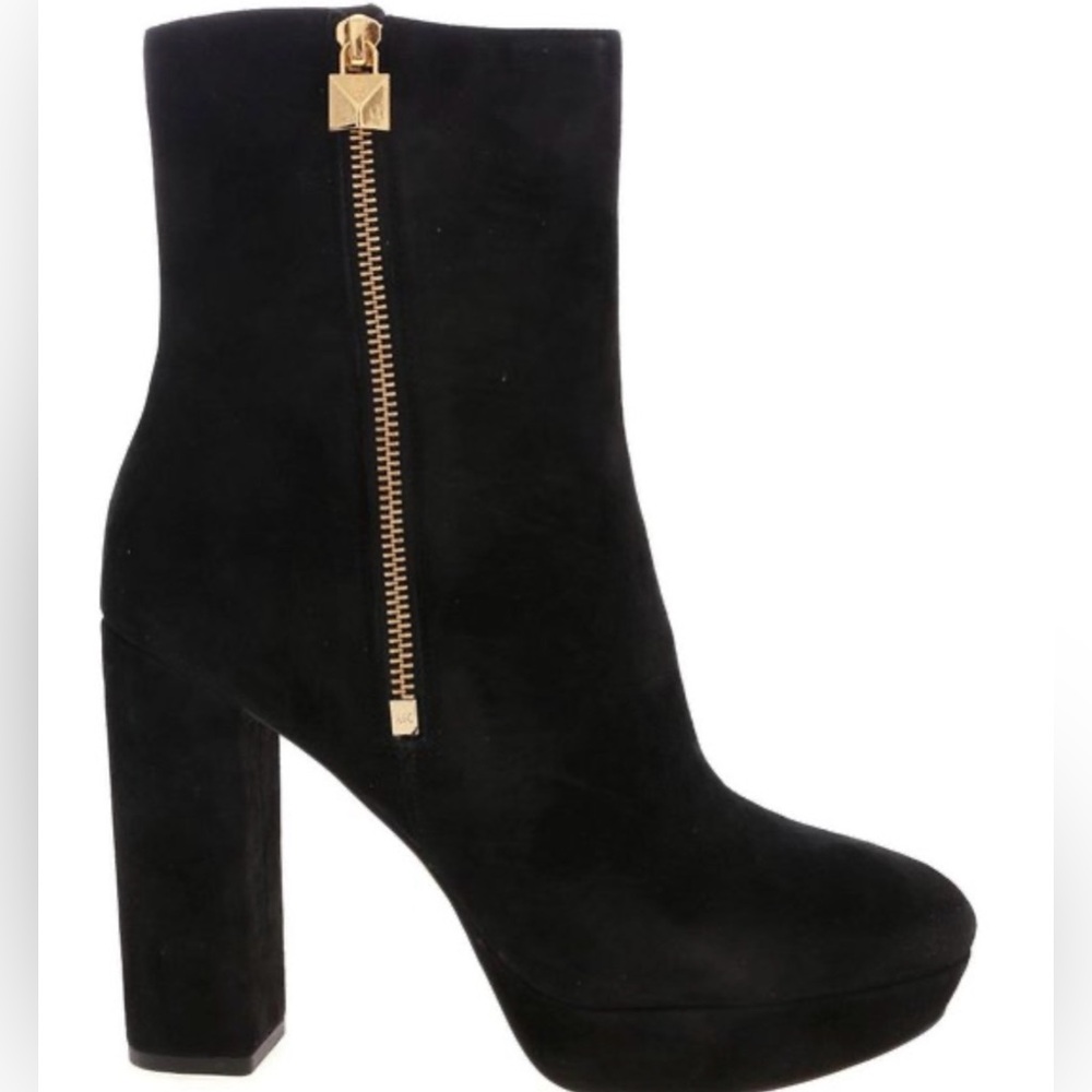 Michael Kors Frenchie Black Suede Platform Booties - 5M (NIB)